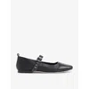 Whistles Womens Black Elba Eyelet-embellished Leather Ballet Flats