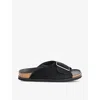 Whistles Womens Black Ellery Buckle-embellished Flat Leather Slides