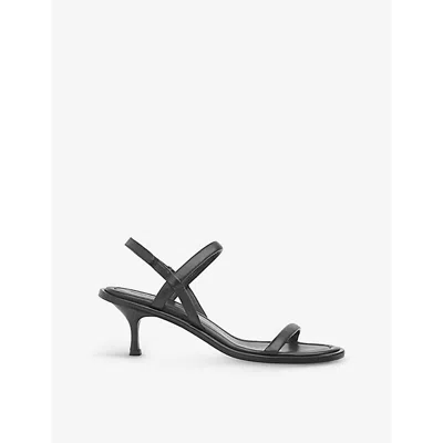 WHISTLES WOMENS BLACK ENSLEE LEATHER HEELED SANDALS EUR 36 / 3 UK