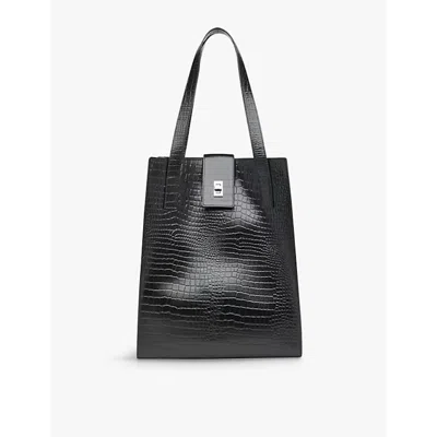 Whistles Womens Black Inara Turn-lock Leather Shoulder Bag
