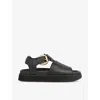 Whistles Womens Black Khai Chunky-buckle Flat Leather Sandals In Black