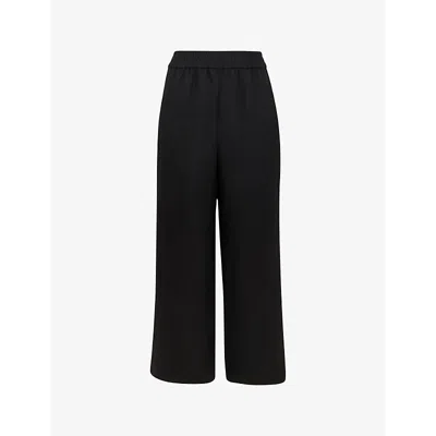 Whistles Womens Black Patch-pocket Wide-leg Mid-rise Linen Trousers