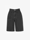 Whistles Womens Black Raya Patch-pocket Denim Shorts In Black