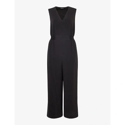 Whistles Womens Black Remmie Cinched Waist Woven Jumpsuit