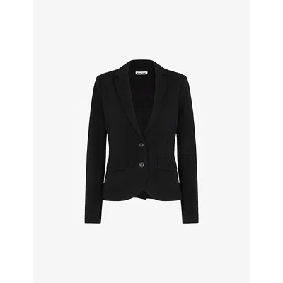 Whistles Womens Black Single-breasted Slim-fit Cotton Jacket