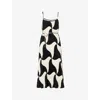 Whistles Triangle Swirl Pleated Dress In Black