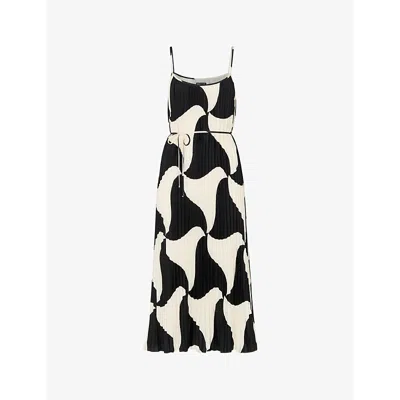 WHISTLES OMENS WHISTLES TRIANGLE SWIRL-PRINT PLEATED WOVEN MIDI DRESS