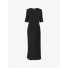 WHISTLES WHISTLES WOMEN'S BLACK TWIST-KNOT LONG-SLEEVED STRETCH-JERSEY MIDI DRESS