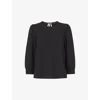 Whistles Womens Black Zenni Textured Stretch-crepe Top In Black