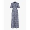 Whistles Flaming Leopard Jumpsuit In Blue