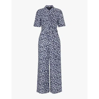 WHISTLES OMENS WHISTLES LEOPARD-PRINT SHORT-SLEEVE LINEN-BLEND JUMPSUIT