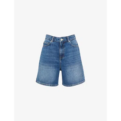 Whistles Womens Blue Regular-fit High-rise Denim Shorts