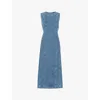 Whistles Womens Blue Slim-fit Sleeveless Denim Midi Dress In Blue
