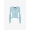 WHISTLES V-NECK SLIM-FIT RIBBED KNITTED CARDIGAN