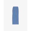 Whistles Crinkle Stripe-print Woven Midi Skirt In Blue/multi