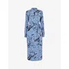 Whistles Imrie Spot-print Long-sleeve Woven Midi Dress In Blue/multi