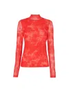 Whistles Womens Blurred Blooms Long-sleeve Stretch-mesh Top Multi-coloured In Red