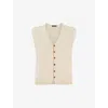 Whistles Womens Brown Bailey V-neck Button-down Cotton-blend Tank In Brown