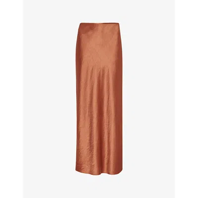 Whistles Womens Brown Ella Bias-cut Satin Maxi Skirt