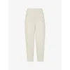 WHISTLES WHISTLES WOMEN'S BROWN PATCH-POCKET BARREL-LEG MID-RISE LINEN TROUSERS