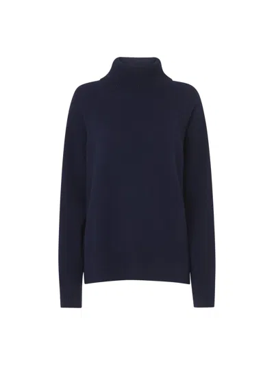 Whistles Womens Navy Turtleneck Relaxed-fit Cashmere Jumper In Blue