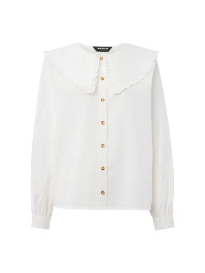 Whistles Oversized Collar Detail Woven Top In White