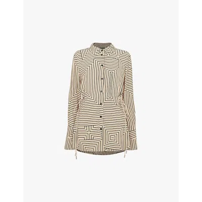 Whistles Womens Cream Angled-stripe Side-tie Woven Shirt
