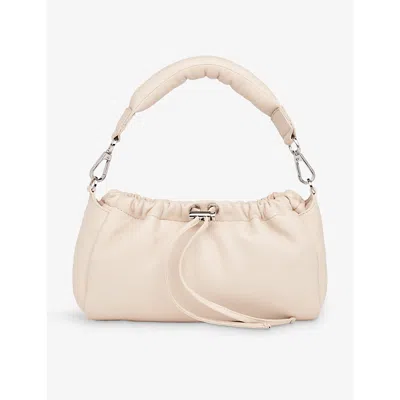 Whistles Womens Cream Benny Drawstring-front Leather Shoulder Bag