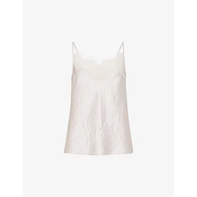 WHISTLES WOMENS CREAM LACE-TRIM REGULAR-FIT SATIN CAMI