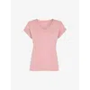 Whistles Willa V Neck Cap Sleeve Tee In Dark/burnt Orange