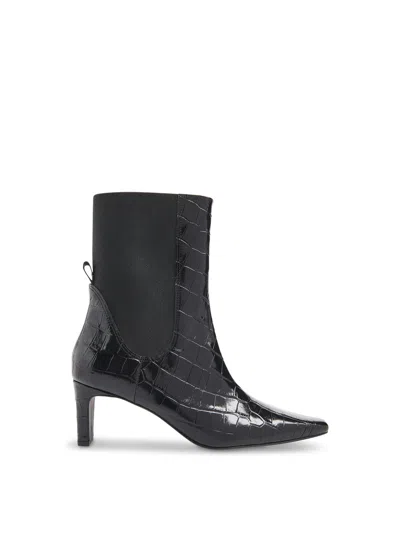 Whistles Darla Croc Heeled Boot In Black