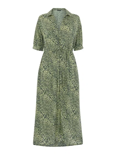 Whistles Womens Leopard-print Belted Woven Midi Dress Yellow