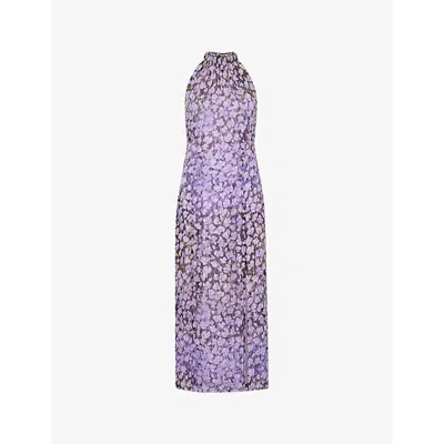 Whistles Floral Metallic-print Woven Midi Dress In Multi-coloured