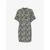 Whistles Checkerboard Tiger Print Dress In Green/multi