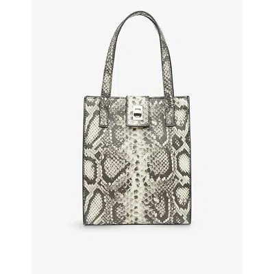 Whistles Womens Grey Eben Snake-print Leather Tote