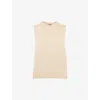 WHISTLES WHISTLES WOMEN'S IVORY INDIE ROUND-NECK RIBBED COTTON VEST