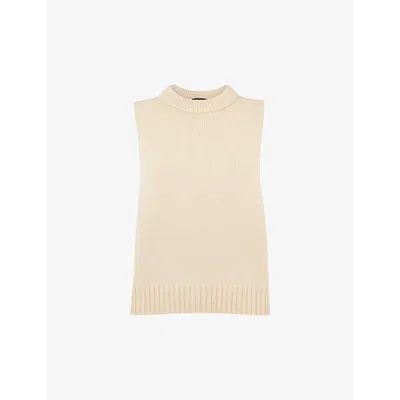 Whistles Womens Ivory Indie Round-neck Ribbed Cotton Vest