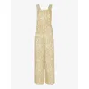 Whistles Tropical-print Wide-leg Woven Jumpsuit In Khaki/olive