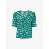 Whistles Womens Linked Smudge Tie-front Woven Top In Multi-coloured