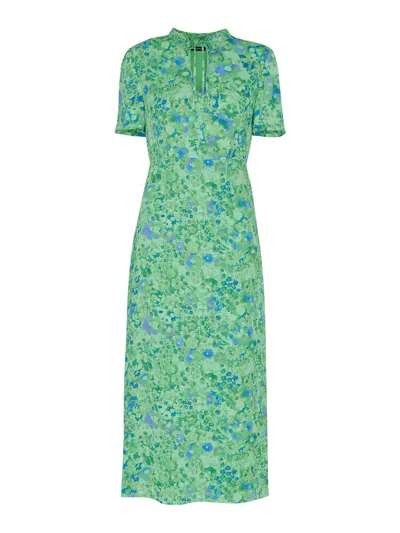 Whistles Womens Multi-coloured Bonnie Floral-print Slim-fit Woven Midi Dress