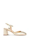 Whistles Womens Gold Matilda Ankle-strap Leather Heeled Shoes