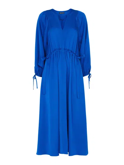 Whistles Molly Satin Ruched Dress In Blue