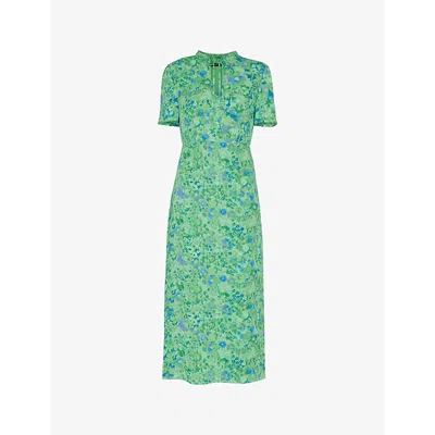 Whistles Womens Multi-coloured Bonnie Floral-print Slim-fit Woven Midi Dress