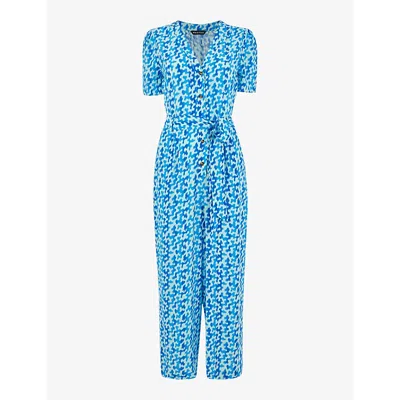 Whistles Hazy Coral Printed Jumpsuit In Multi-coloured