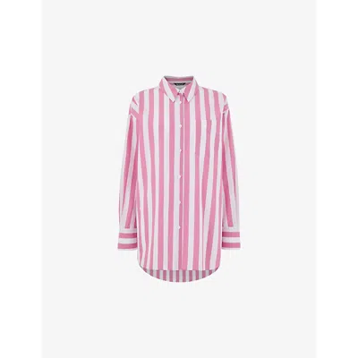 WHISTLES WOMENS MULTI-COLOURED STRIPE-PATTERN OVERSIZED COTTON SHIRT