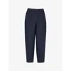 WHISTLES WHISTLES WOMEN'S NAVY PATCH-POCKET BARREL-LEG MID-RISE LINEN TROUSERS