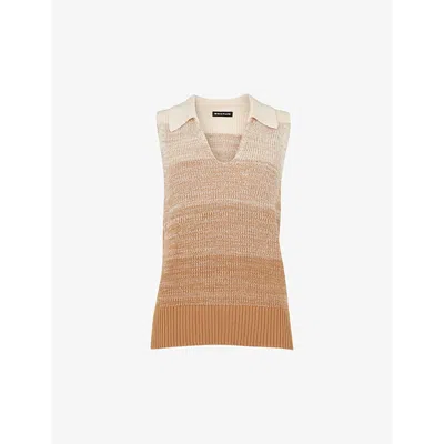 WHISTLES OMENS WHISTLES OPEN-COLLAR OMBRE-PATTERN COTTON-KNIT TANK