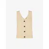 Whistles Womens Pale Yellow Button-front V-neck Stretch-cotton Tank In Pale Yellow