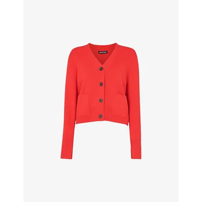 Whistles Leah Pocket Detail Cardigan In Red