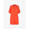 Whistles Womens Red Melanie Collared Relaxed-fit Woven Mini Dress In Red